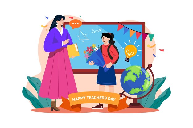 Happy Teacher Day illustratie concept