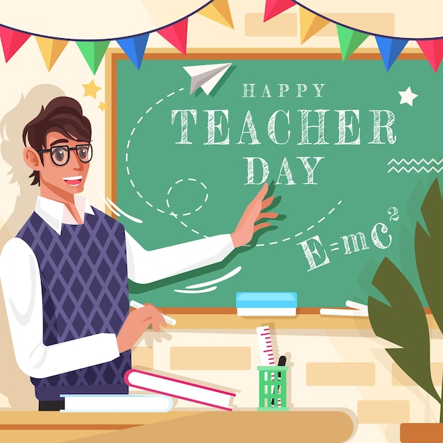 Happy Teacher Day with Cute Mr. Teacher