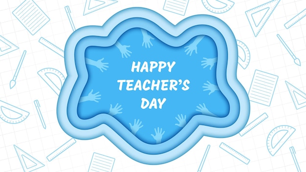 Vector happy teacher's day banner design in paper cut style