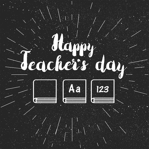 Баннер празднования дня счастливого учителя с текстом. вектор