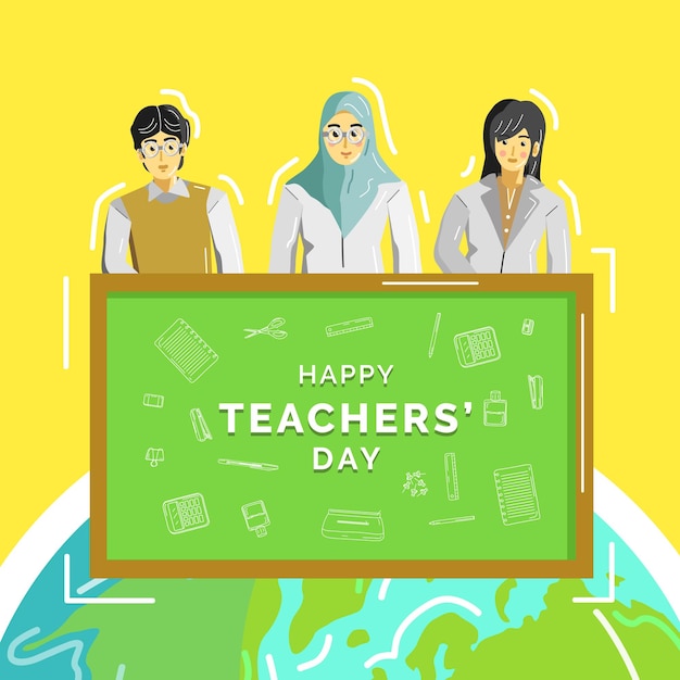 Happy teacher's day illustration banner