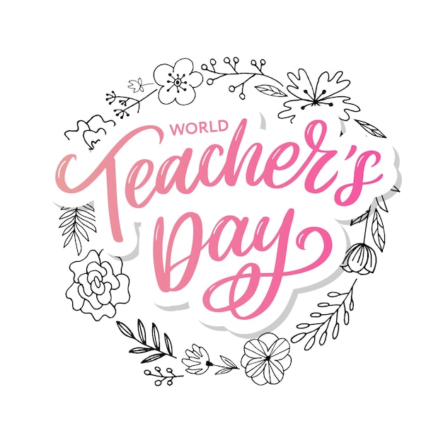 Happy teacher's day inscriptie. hand getrokken belettering.