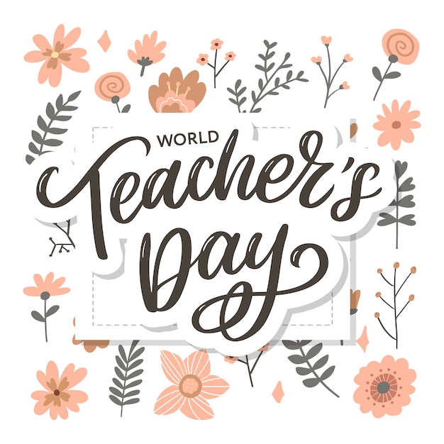 Happy teacher's day inscription. greeting hand drawn lettering.