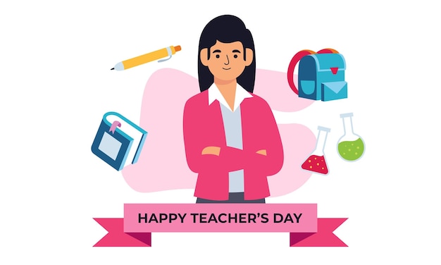 Illustrazione vettoriale del concetto di sfondo del poster del giorno dell'insegnante felice