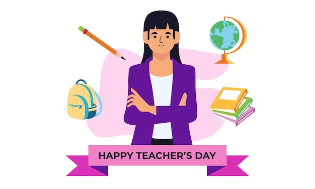 Happy teacher's day poster background concept vector illustration