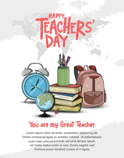 Vector happy teacher's day poster template