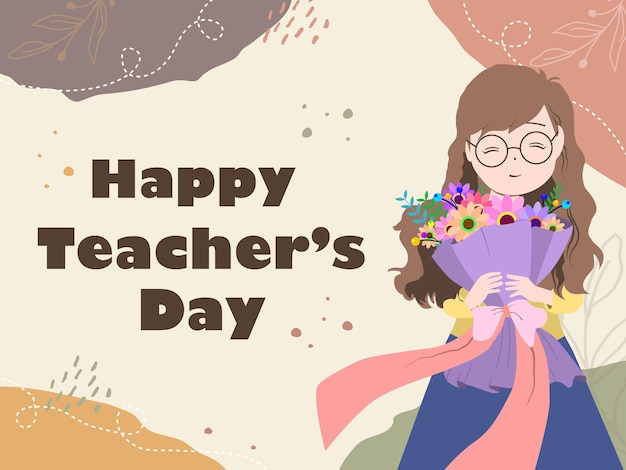 Happy teacher's day with aesthetic background