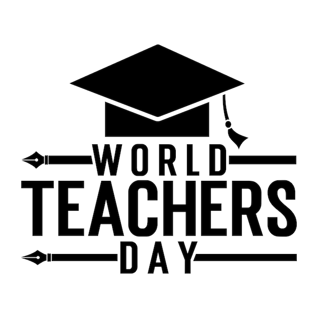 Happy teacher's day with graduation cap vector illustration