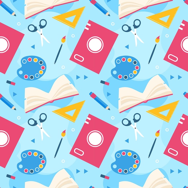 Happy Teacher Seamless Pattern Design Educational Style Elements in Template Illustration