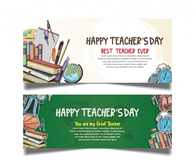 Vector happy teachers day banner collection