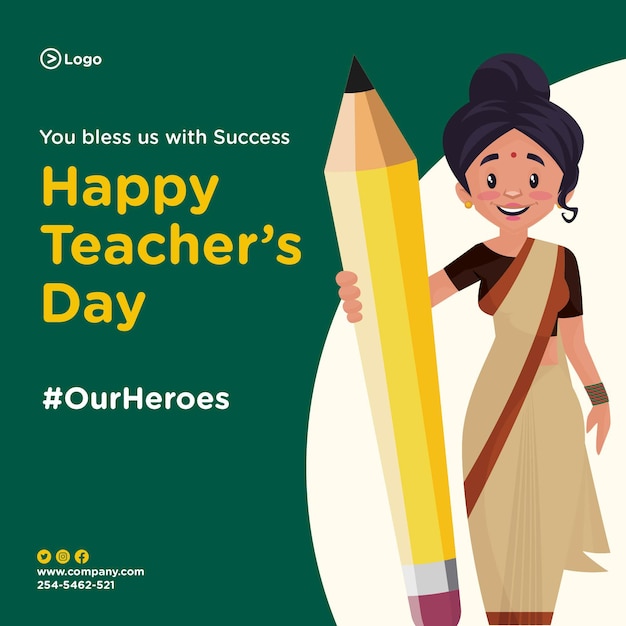 Premium Vector | Happy teachers day banner design template in cartoon style