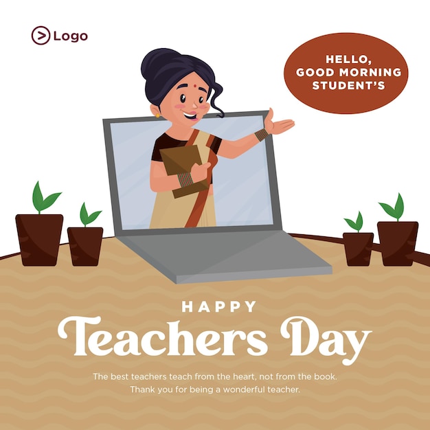 Happy teachers day banner design template