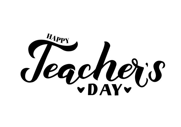 Happy Teachers Day calligraphy hand lettering isolated on white Easy to edit vector template for typography poster banner flyer greeting card postcard party invitation teeshirt etc