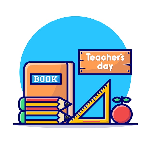 Happy teachers day card with stationary