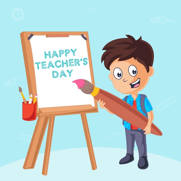 Happy teachers day cartoon style banner design template