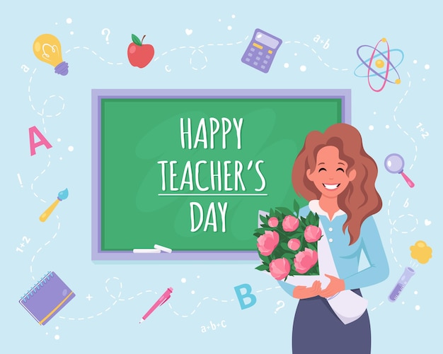 happy teachers day concept teacher in classroom