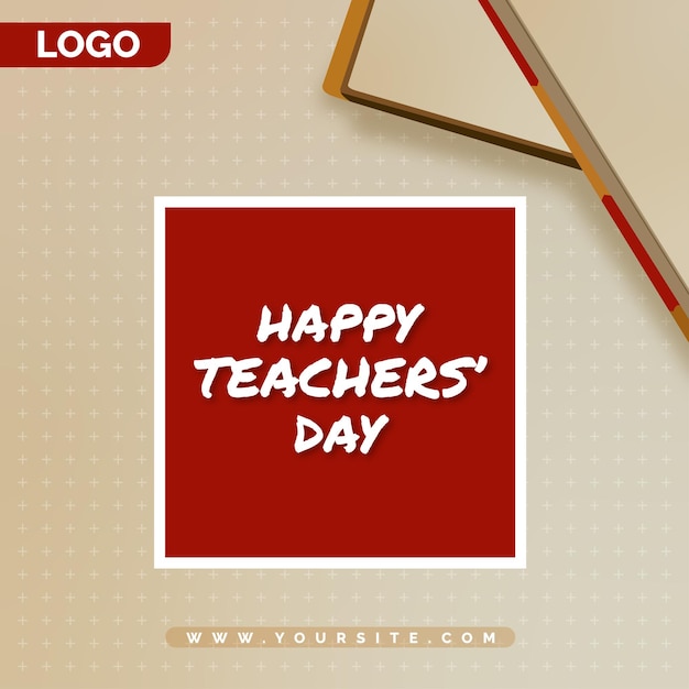 Happy teachers day dark cream colour background social media post