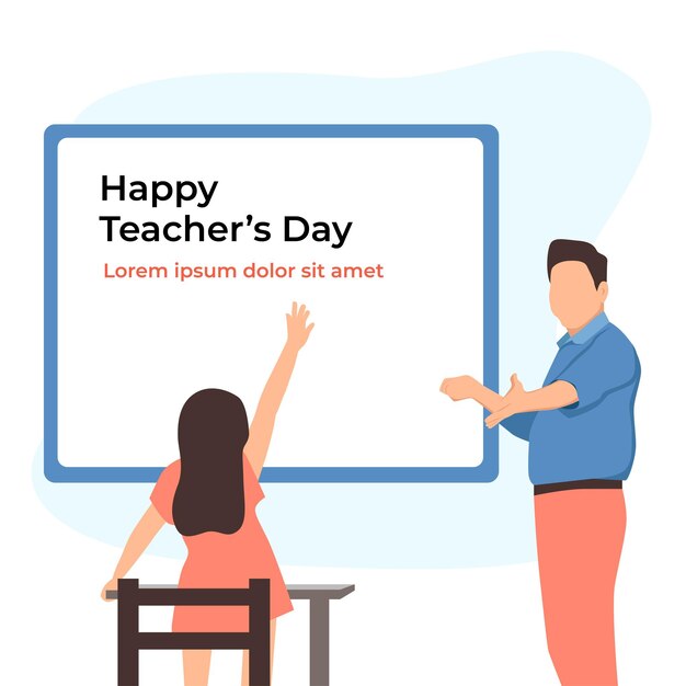 Happy teachers day illustration in flat design style