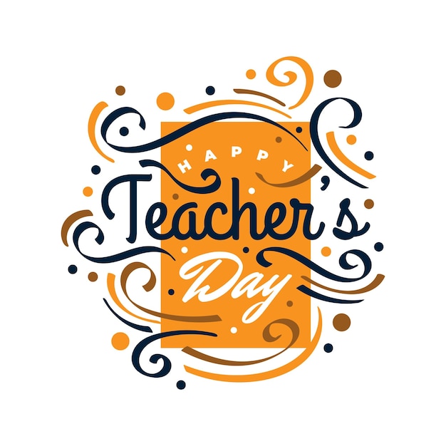 Happy Teachers Day Lettering met Doodle Element Teachers Day Typography Kan gebruikt worden voor Card Poster T Shirt en Print