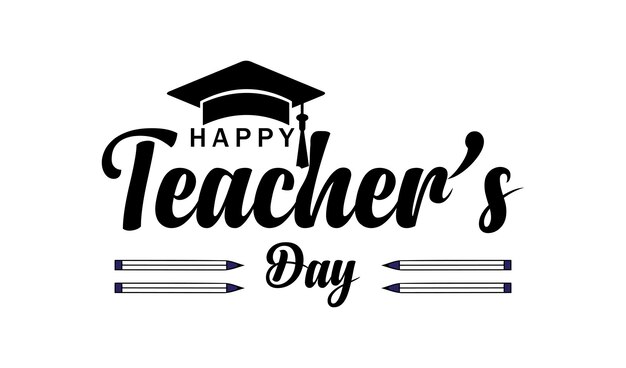 Happy teachers day lettering in white background