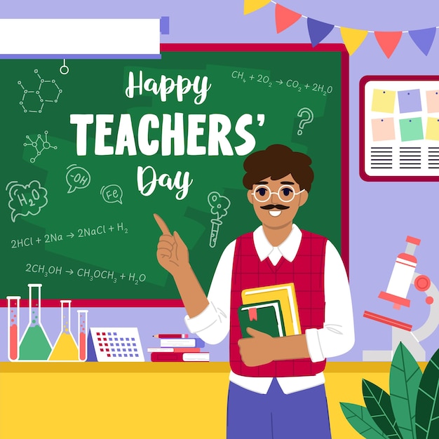 Happy Teachers Day Purple Classroom