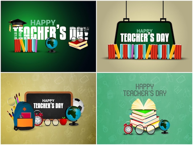 Happy teachers day realistic design collection