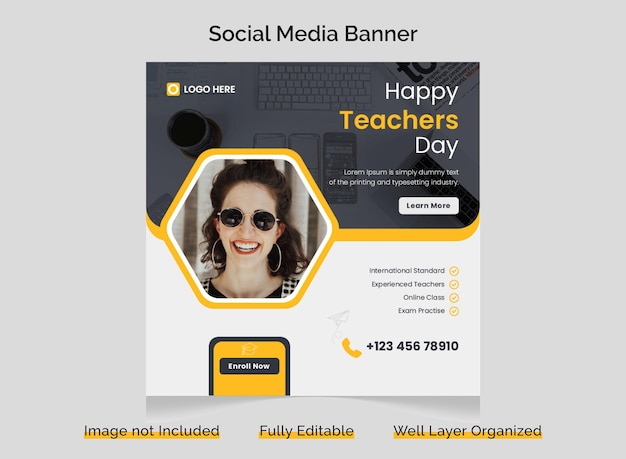 Happy teachers day social media banner design