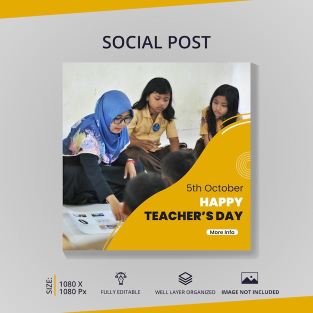 Happy Teachers Day Social Media Post Template Design