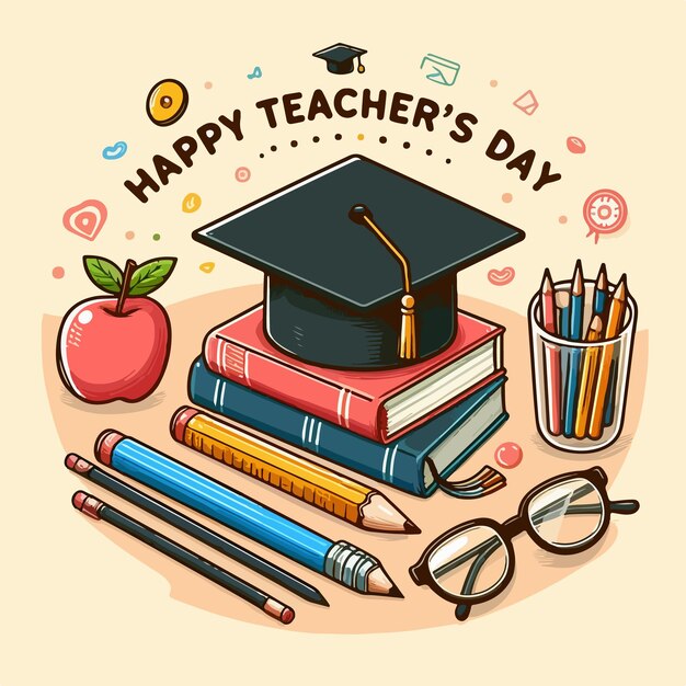 Vector happy teachers day vector illustration background realistic