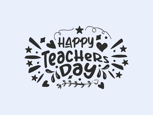 Happy teachers day vector illustration calligraphy design with decorative doodle celebration