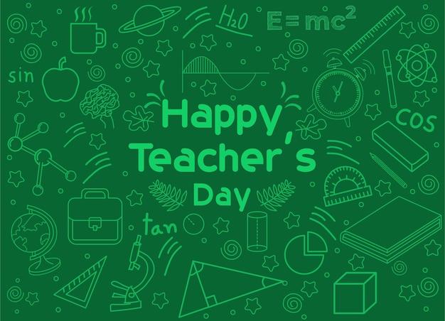 Happy Teachers Day with huge Han drawn Icons set