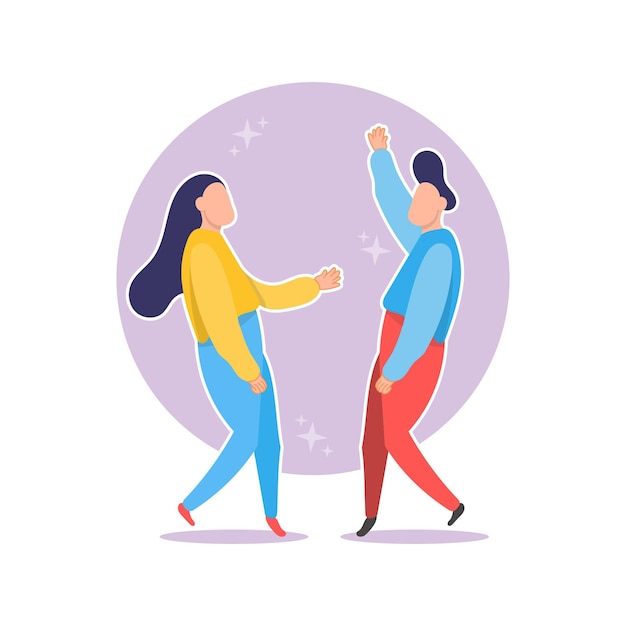 Happy teen character. people dancing flat illustration