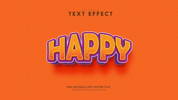 happy text effect editable orange color text style Premium Vector