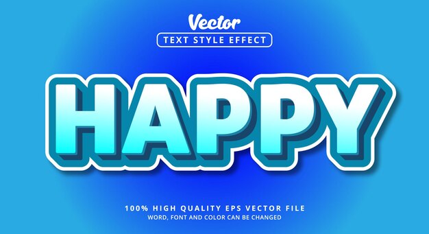 Happy text with light color style, Editable text effect