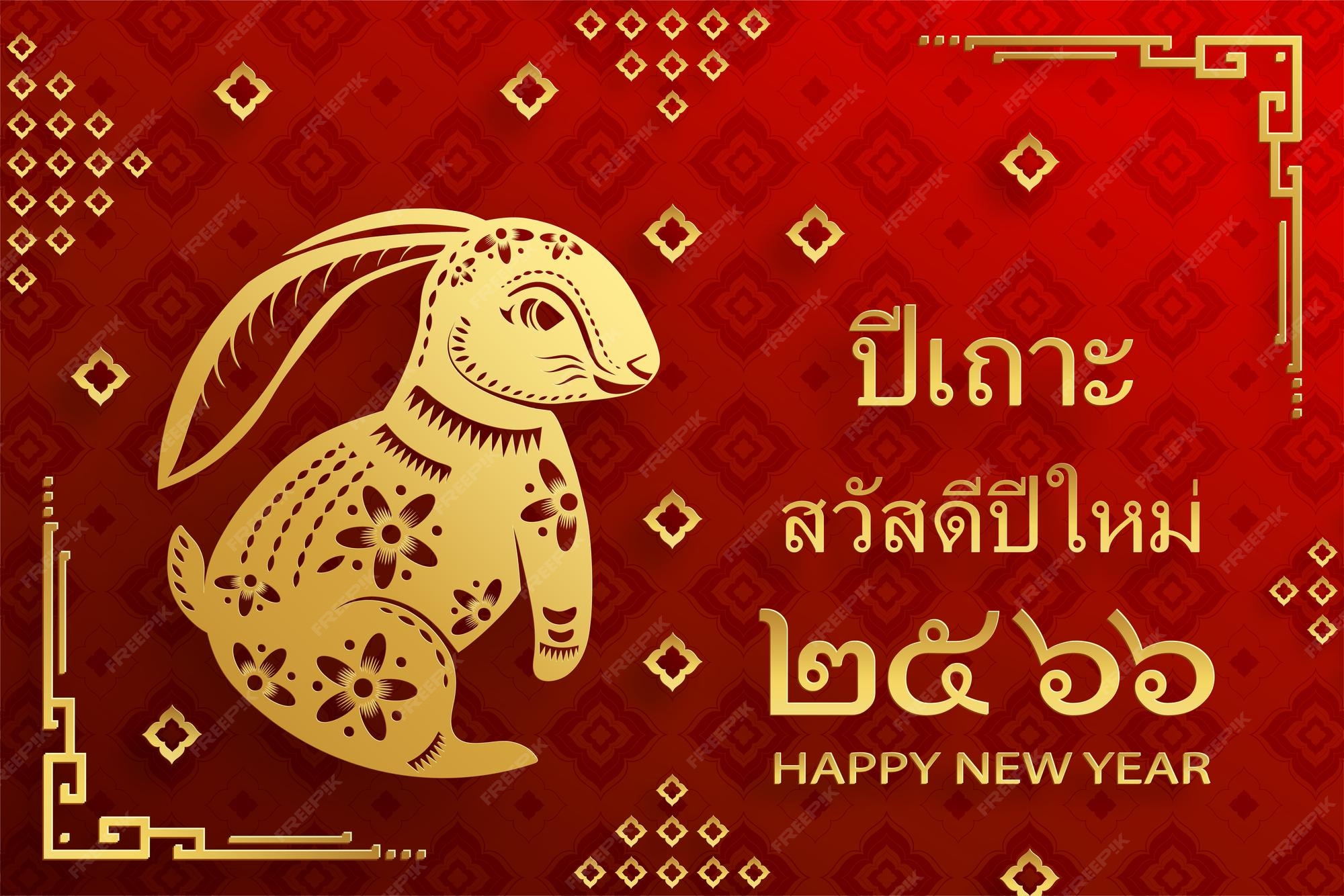 Premium Vector Happy thailand new year 2023 with oriental elements on