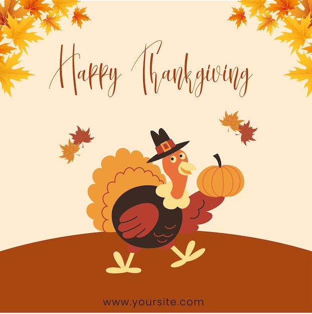 Vector happy thankgiving social media promotional instagram post