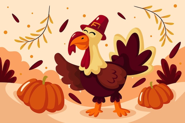 Happy Thanks Giving with Turkey Illustration