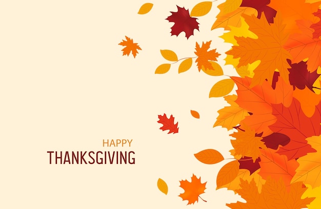 Happy thanksgiving achtergrond herfstbladeren geïsoleerde herfst banner vectorillustratie