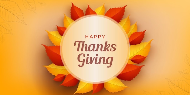 Happy thanksgiving achtergrond met herfstbladeren vectorillustratie