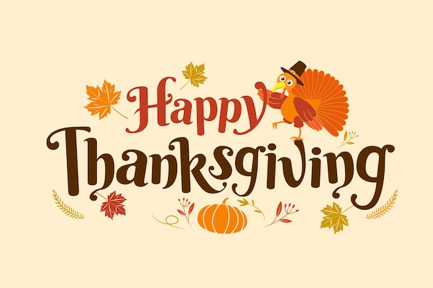 Happy thanksgiving, autumn, typography, calligraphy design, vector illustration.