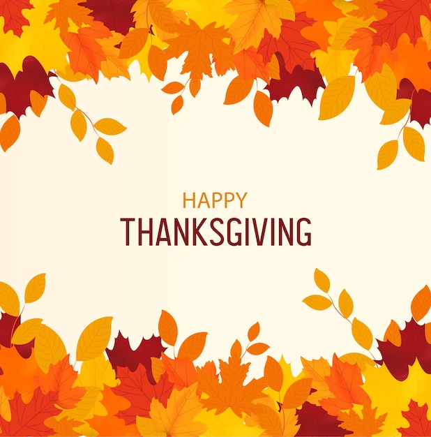 Happy thanksgiving background autumn leaves isolated autumn banner vector illustration