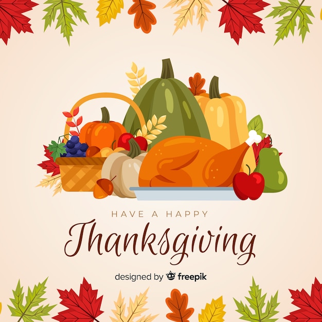 Happy thanksgiving background in flat design