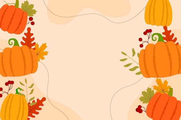 Happy thanksgiving background with pumpkin and colorful leaves space area