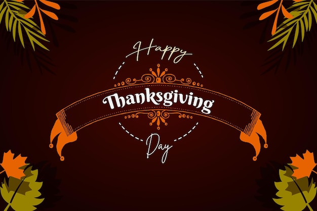 Happy Thanksgiving banner with autumn leaves background