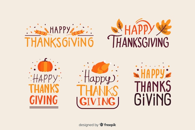 Happy thanksgiving belettering badges collectie