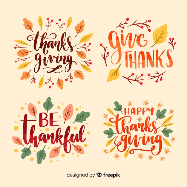 Happy thanksgiving belettering badges collectie