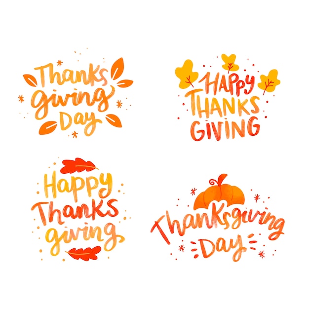 Happy thanksgiving belettering badges collectie