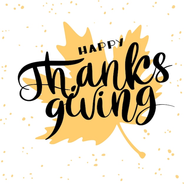 Happy thanksgiving belettering in de hand getekende stijl