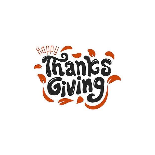 Happy thanksgiving belettering met herfstbladeren en bloemen herfst Vectorillustratie om af te drukken