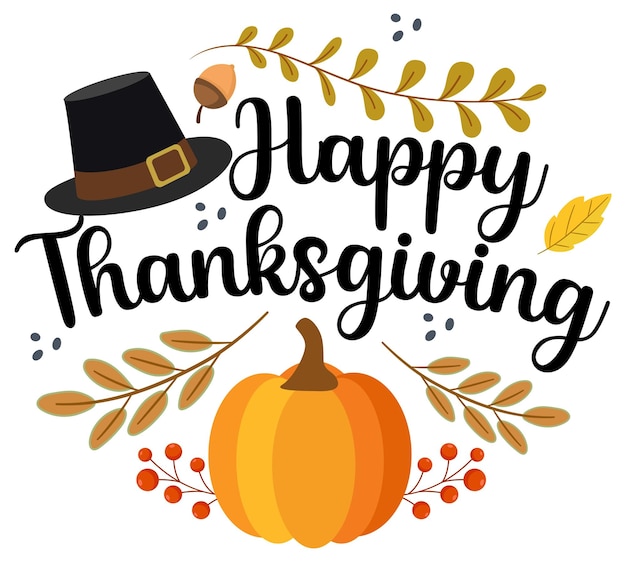 Vector happy thanksgiving belettering op witte achtergrond